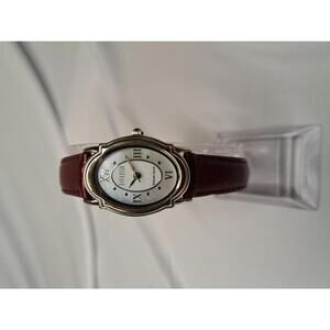 Ecclissi Sterling Silver Watch MOP Dial, Cranberry Band & Jewel Crown - WORKING